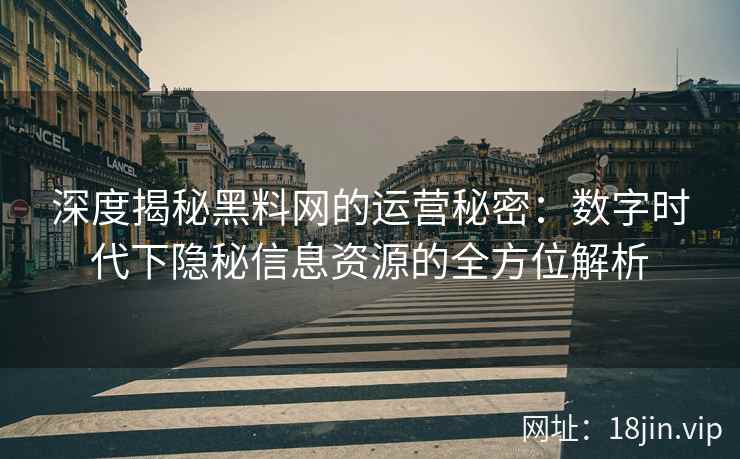 深度揭秘黑料网的运营秘密：数字时代下隐秘信息资源的全方位解析